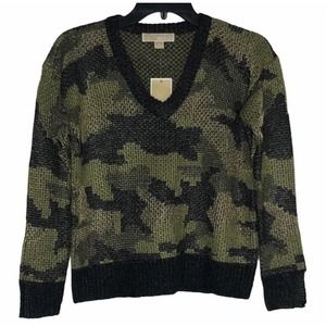Michael Kors Camo Knit Sweater Petite Small